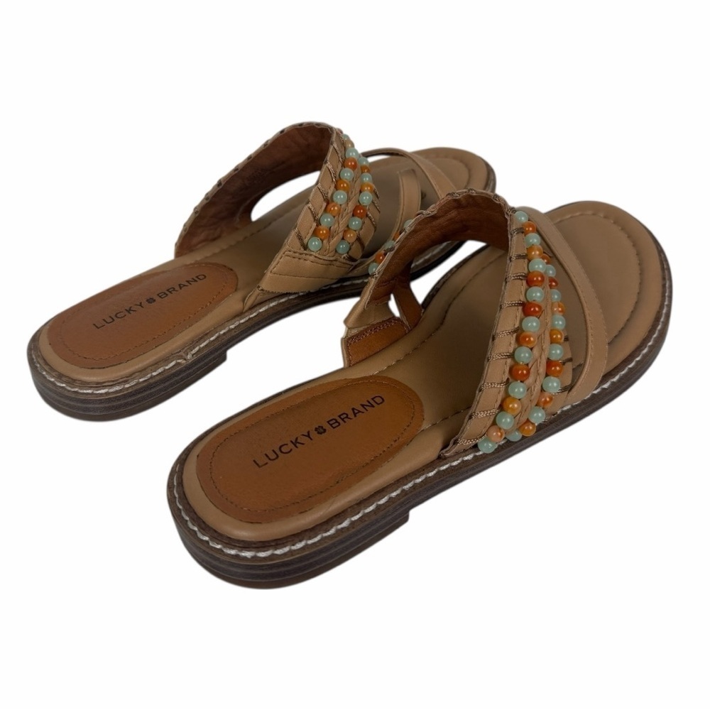 Lucky Brand Women's Kaykey Beaded Slide Sandal Medium Light Beige Size 7.5M - Picture 4 of 7